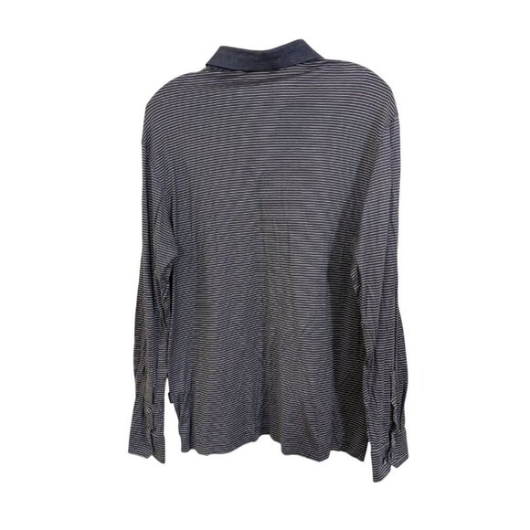 JoeOne Men XL Long Sleeve Polo Shirt Button Wrist Gray Stripe Cotton Lightweight - Picture 2 of 3
